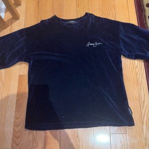 Missguided x Sean John Navy Velour Suede Oversized tee t-shirt women us 2